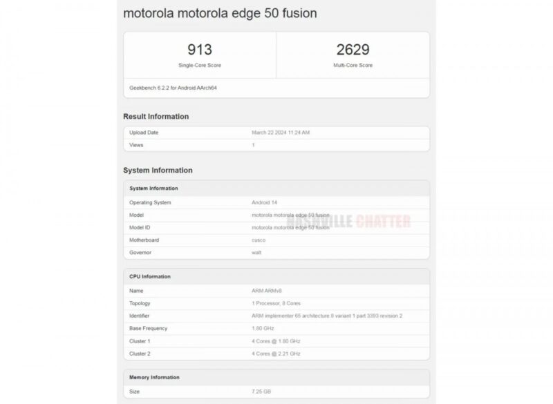 Motorola Edge 50 Fusion Geekbench